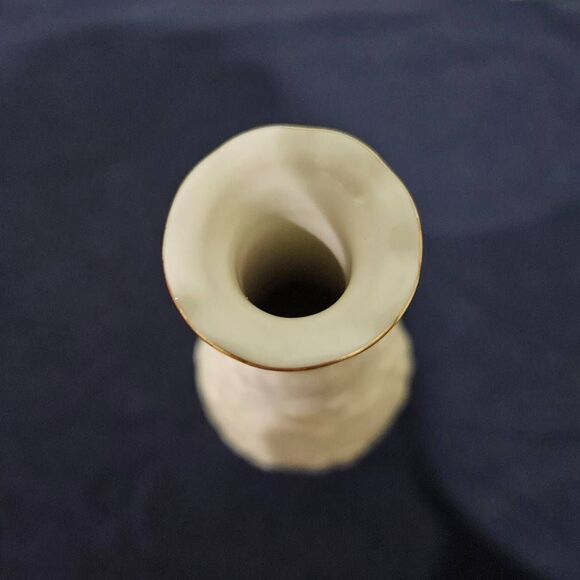 LENOX 7" Posey Porcelain Bud Vase with Gold Trim Ivory Floral - Picture 2 of 3